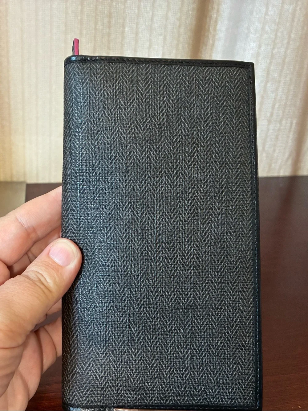Bulgari Black Wallet Phone Case with Pink Logo Print